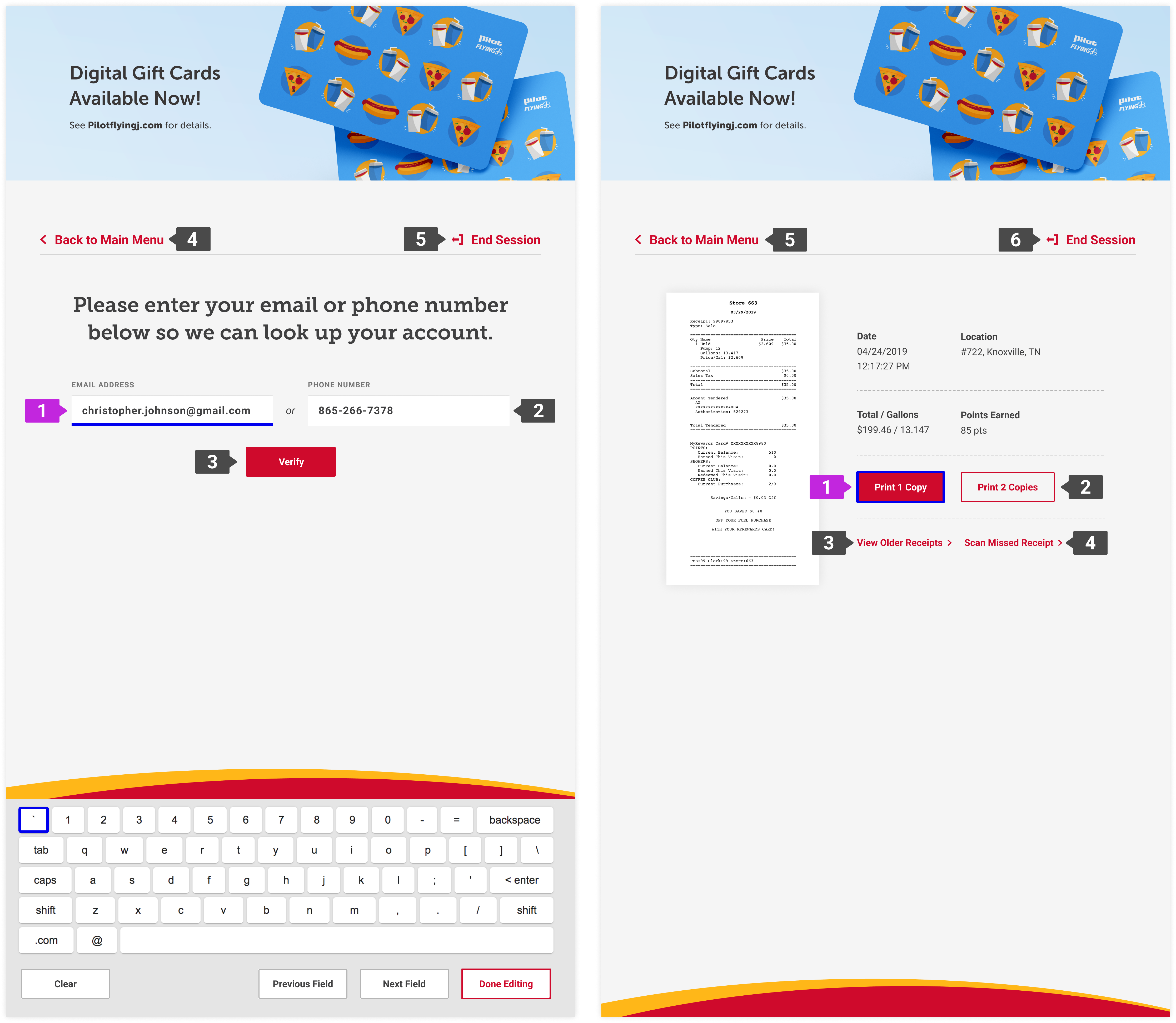 Focus order for action pages